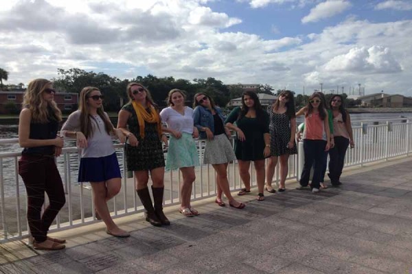The AP Art History girls take a minute to enjoy the beautiful downtown Tampa weather.