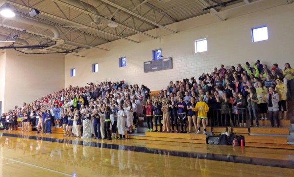 Spirit Week finishes with a bang; the cheering pep rally crowd shaking the walls of the AHN gymnasium.