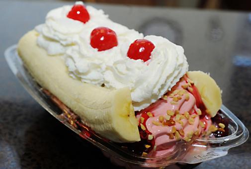 A delicious banana split will make soothe anyones sweet tooth. 