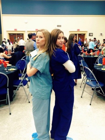 Courtney Farrior and Olivia Mahoney dress up as doctors for mother daughter/ father daughter.