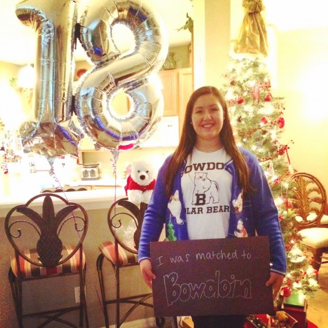 Senior, Amber Orosco proudly wears her Bowdoin t-shirt.