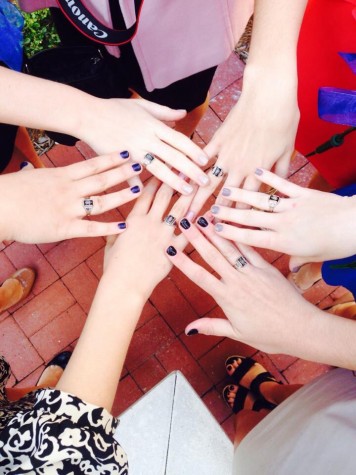 Last years AHN senior class posing after their ring ceremony
