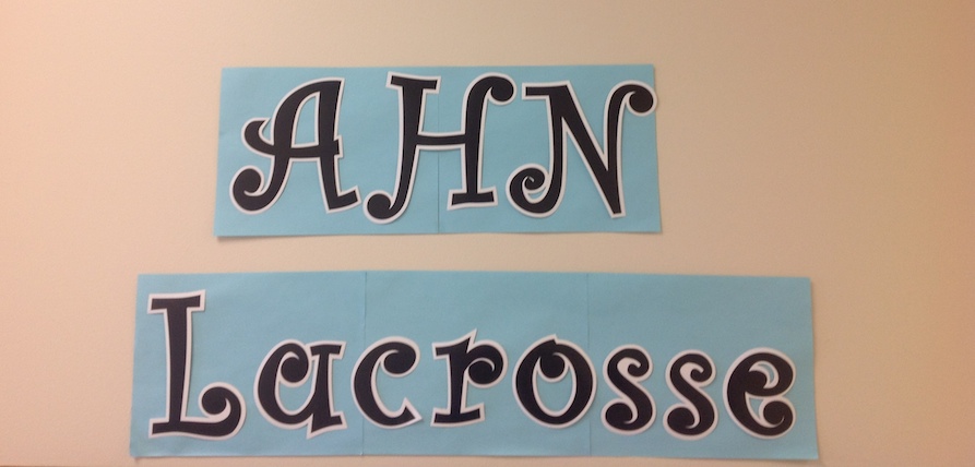 AHN Lacrosse is being promoted outside of Coach Louder's Latin classroom. 