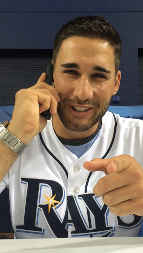 Kevin Kiermaier participating in the Phone-A-Friend event.