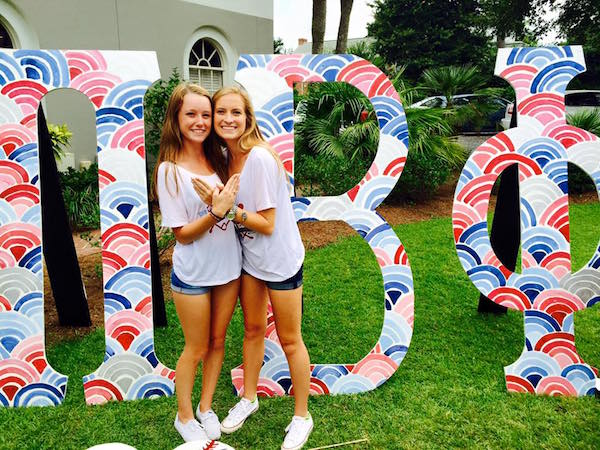 Cara Dawson and new sister at Pi Phi at Florida State