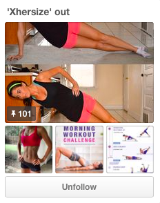 Katherine Hahn puts forth her creativity in the title of her workout Pinterest board