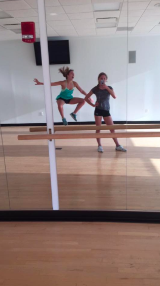 Olivia Kirkpatrick (12) and friend have some fun working out!