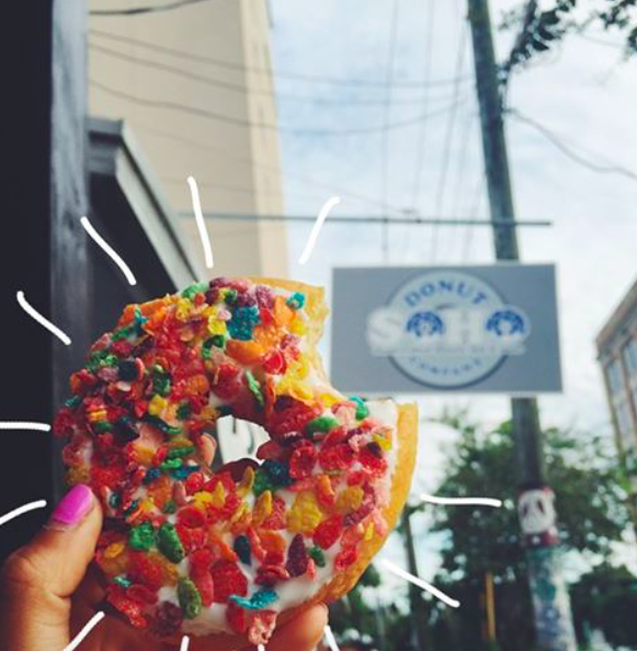 Credit: Victoria Baldor. Junior Victoria Baldor makes a cloudy day a little more sunny by making a pit stop at SOHO Donut Co. 