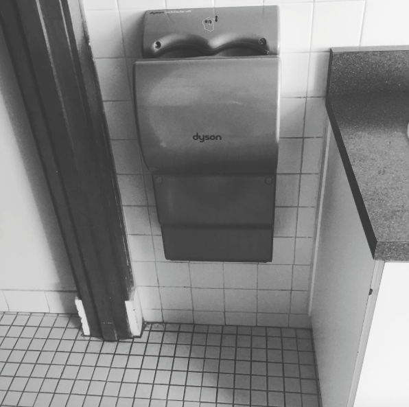 Hand dryer located on the second floor bathroom
