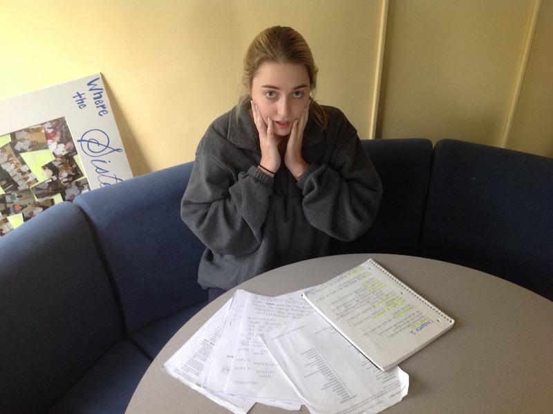 Panicked face of Senior Grayson Garraty  shows how hard classes can be overwhelming. 
Credit: Jacqueline Brooker 