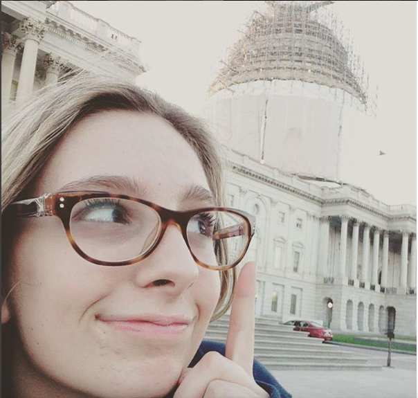 Senior Grace Baxter taking a selfie with her future place of work where she plans on hopefully becoming a senator.  Baxter plans on interning at the Capitol over the summer to further increase her knowledge on the nations government .