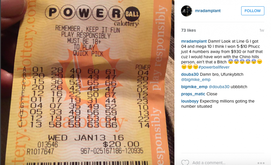 
ticket for Powerball January 13, 2016