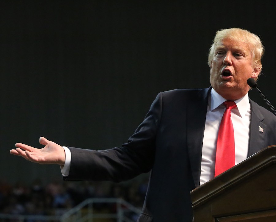 Republican presidential candidate Donald Trump speaks during a rally at the Mississippi Coast Coliseum in Biloxi, Miss., on Saturday, Jan. 2, 2016. 