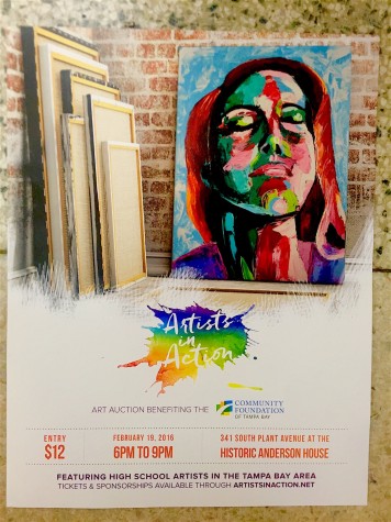 The flyer that the Artists In Action team created! The painting featured in the flyer was painted by Hadley herself in honor of the upcoming event.