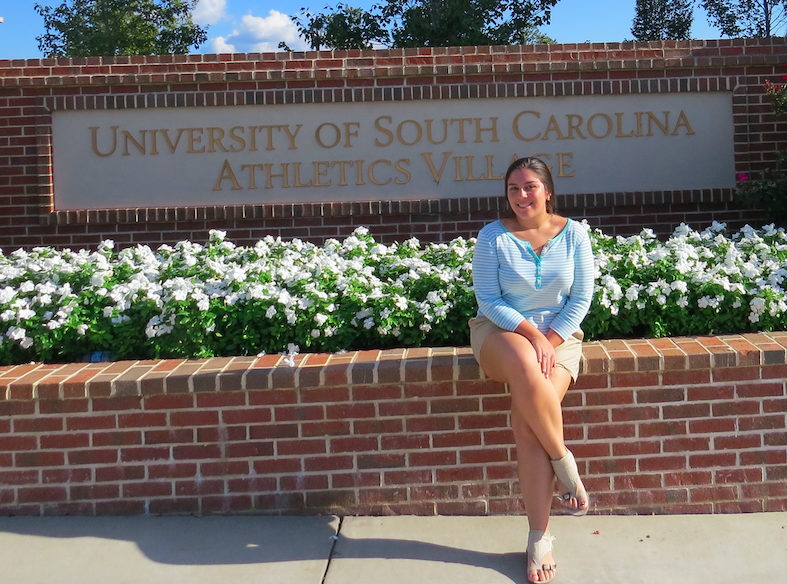 Alejandra+Lozano+poses+in+front+of+the+Athletes+village+at+University+of+South+Carolina.