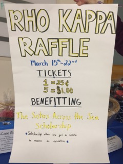 Tickets are 1 for $0.25 and 5 for $1.00. See a Rho Kappa member to purchase tickets. 
Credit: Jacqueline Brooker/ Achona Online