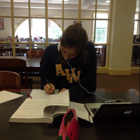 Junior, Lindsey Calka, a hardworking student has been studying for the APUSH exam coming up in a few weeks.