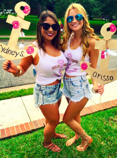 High-waisted shorts and laced up sandals are a very popular look in southern schools such as Florida State University where you can see Cristina Snyder (A'14) and Victoria Valdez (A'14) sporting the look.