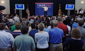 Republican presidential candidate Ted Cruz speaks on April 18, the day before the New York Primary.