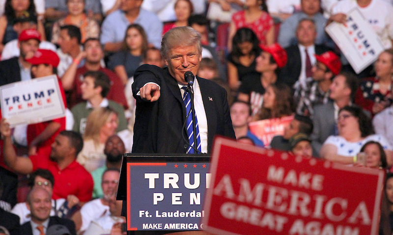 Republican presidential candidate Donald Trump holds a campaign rally Aug. 10, 2016 in Sunrise, Fla. 
