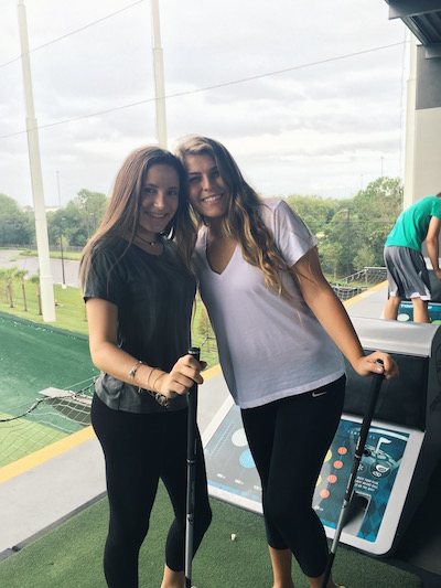 Sophomores Brianna Benito (left) and Gelmi Pasquier (right) enjoying their time at Topgolf. 