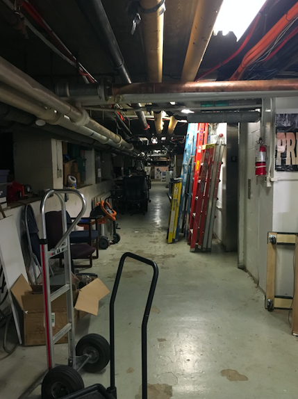 During Trunk or Treat, this narrow hallway is transformed into a haunted house.