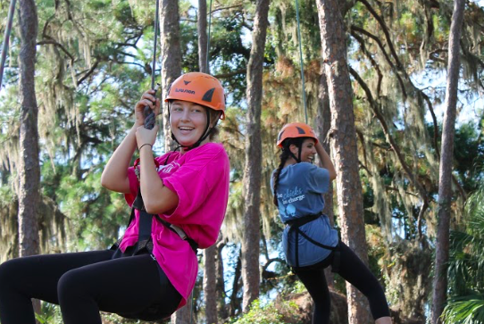 Zip lining from the ropes was a rewarding feeling after the stress of walking on the tightropes. Photo Credit: Haley Palumbo (used with permission)