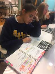 (Credit: Achona Online/ Jessica Zakhary) When asked about the dangers of procrastinating on a research paper, 9th grade English teacher Carole Anderson quotes Lord Chesterfield, “No laziness, no procrastination; never put off till tomorrow what you can do today.”