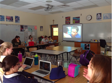 (Credit: Achona Online/Jessica Zakhary) Perrella’s Forensics class watched both OJ documentaries to compare two plausible suspects and review the evidence against each of them.