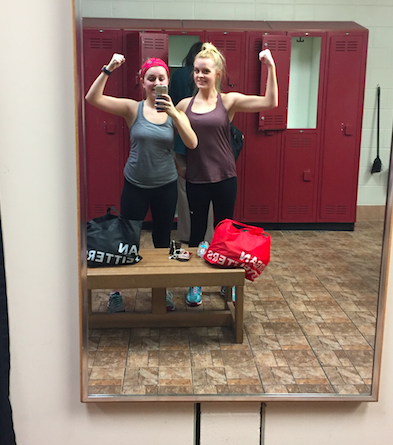 Seniors Haley Schumann and Kate Scanlan always snap a pic after their workout and see their progress. Photo Credits: Haley Schumann (used with permission) 