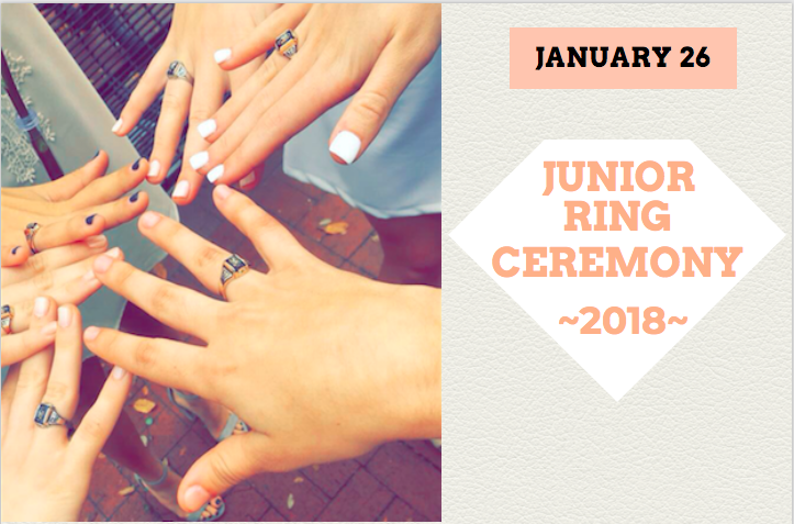 A junior ring tradition is that after the juniors receive their rings, the sophomores create an arch above the juniors head with yellow roses, and the juniors are handed a rose by a sophomore as they walk down the aisle exiting the ceremony.

