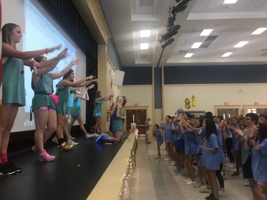 This year's line dance included vine phrases, the "Soulja Boy" dance, and other throwback songs. 