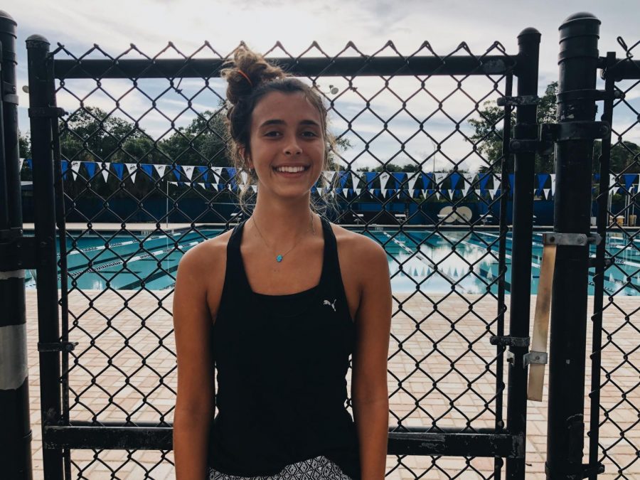 Tess Wadsworth (20) has been on the swim team since freshman year.