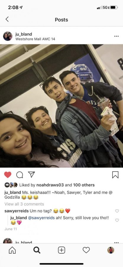 Bland '21 and Salgado '21 smile with friends from Jesuit and PHS from Class 2021