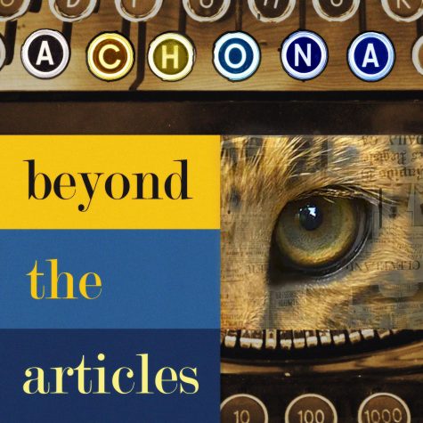Madeline Glaum ('21), who creates art during her free time, designed this cover photo. She included a jaguar with a faint picture of a newspaper in the background to illustrate Achona's representation of Academy in her design.