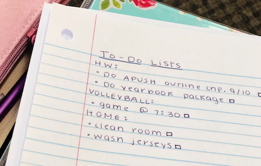 Writing down goals can be super simple and effective as seen above with this daily list made by Alison Perez 21.