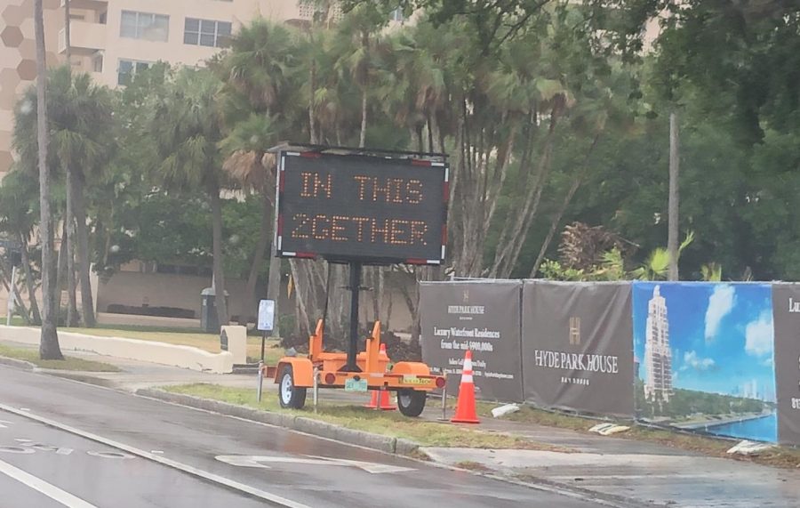 The City of Tampa has posted inspiring messages across Bayshore reminding people to stay positive and continue to social distance. 