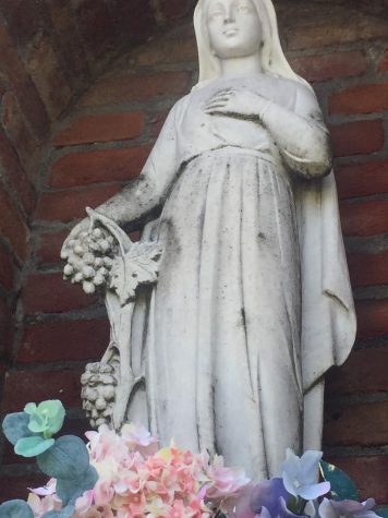 In 2018, my great-aunt and another Salesian Sister went to Italy and visited my great-grandpa’s hometown. She took a picture of this statue and told me a story of the workers in the Italian vineyards: the churches were too far away to stop and pray in during breaks, so the workers decided to make little grottos for Mary. 