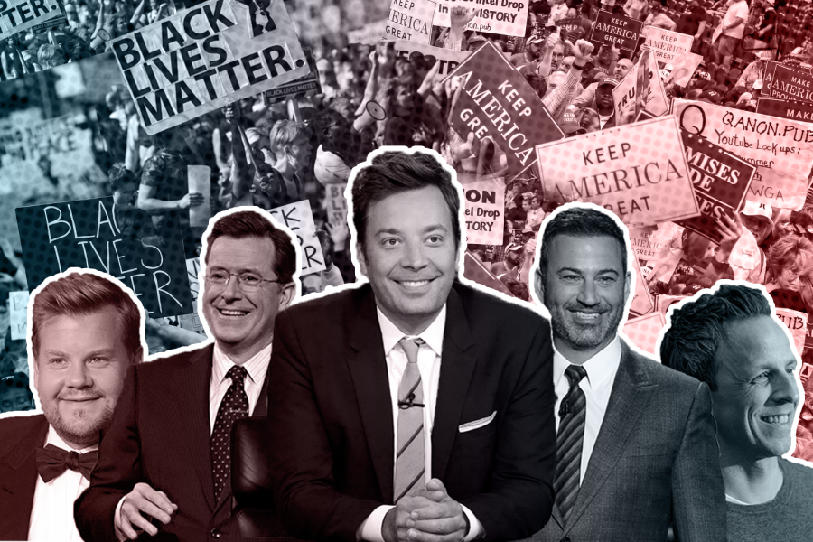 Since the 2016 presidential election, ratings have dropped for late-night shows as content shifts from its traditional comedy to political commentary. 