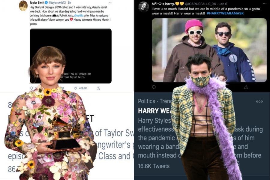 In reaction to scandals involving Harry Styles and Taylor Swift, their respective hashtags had a total of 103,300 tweets between the two of them.
