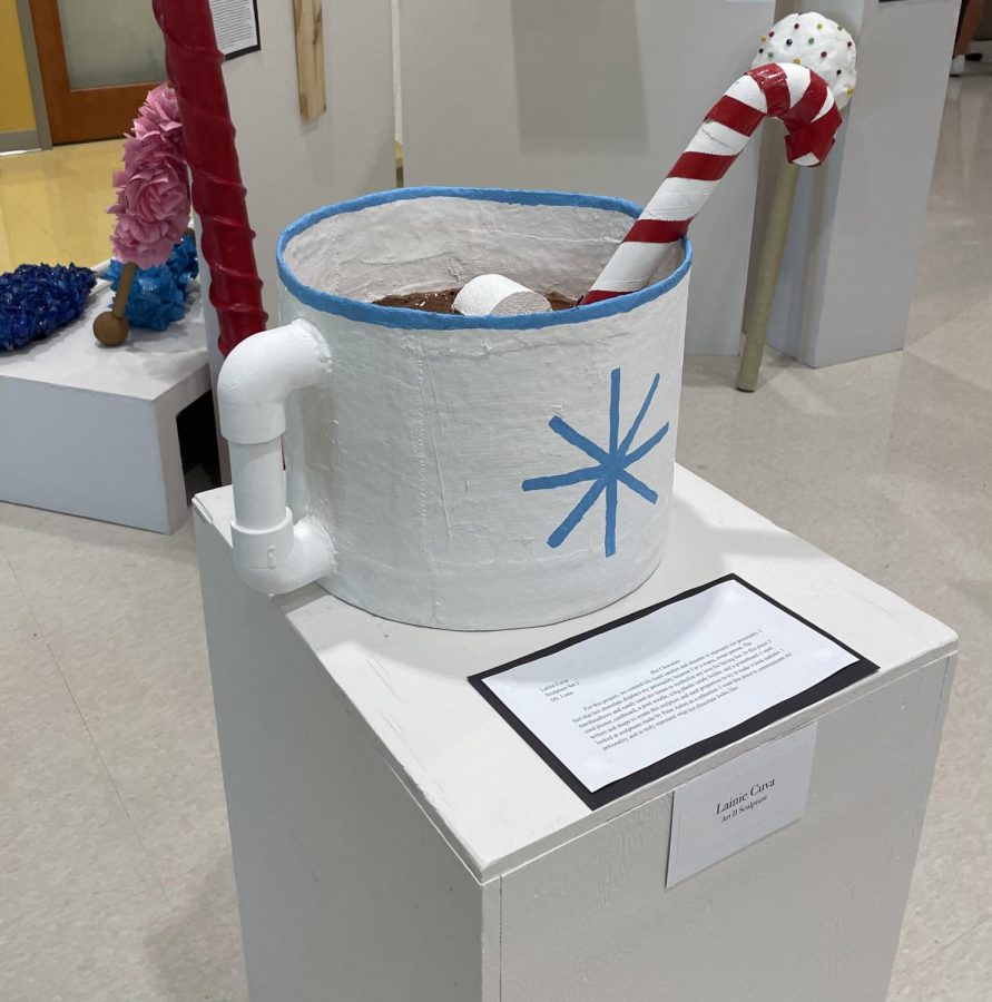 Even the quirkiest of art work had a deeper meaning to it, such Lainie Cuvas (23) sculpture of hot chocolate that represented her personality.