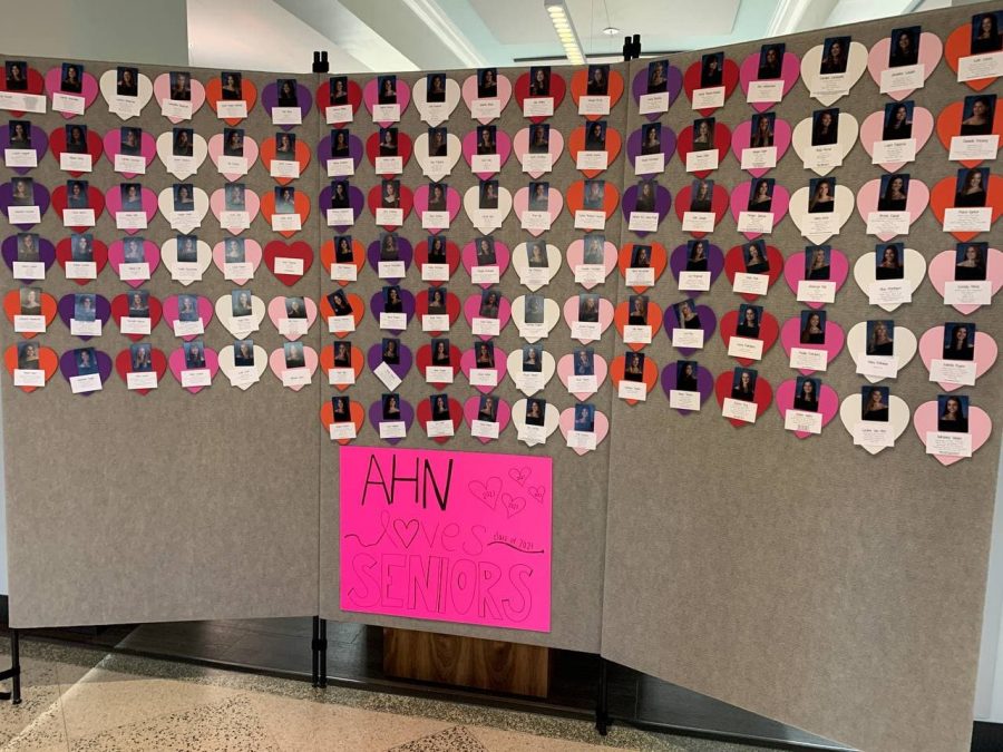 In the second floor commons, there are boards displaying each senior and their accomplishments at AHN.