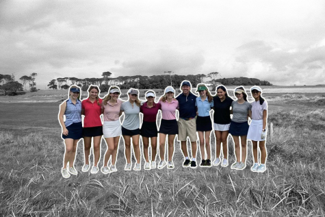 The 2021-2022 golf team members and Coach James. 