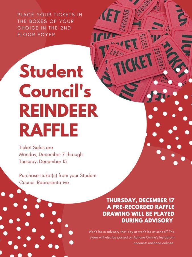 In 2020, Student Council posted these flyers around the school to increase excitement for Reindeer Raffle.