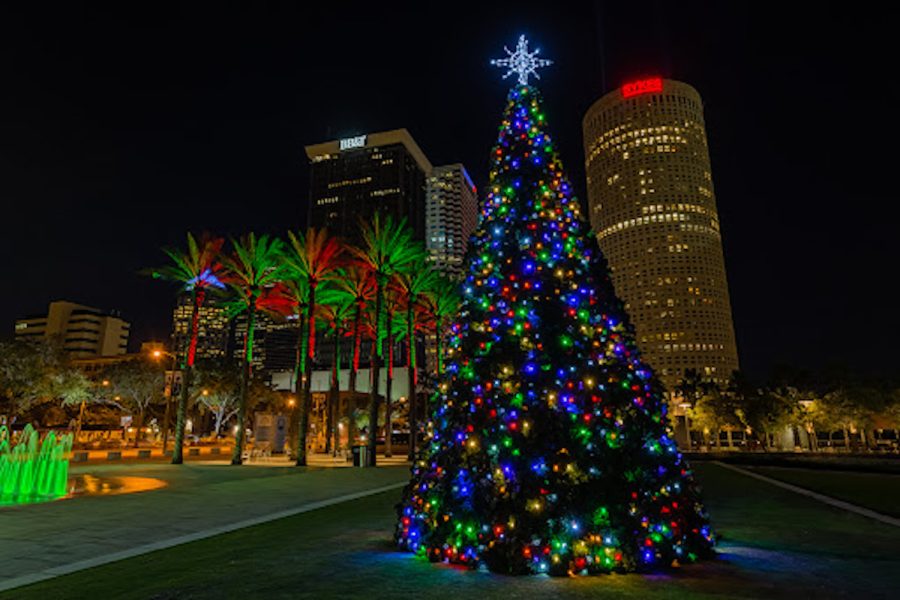 Downtown Tampas Curtis Hixon park is all lit up for winter. 