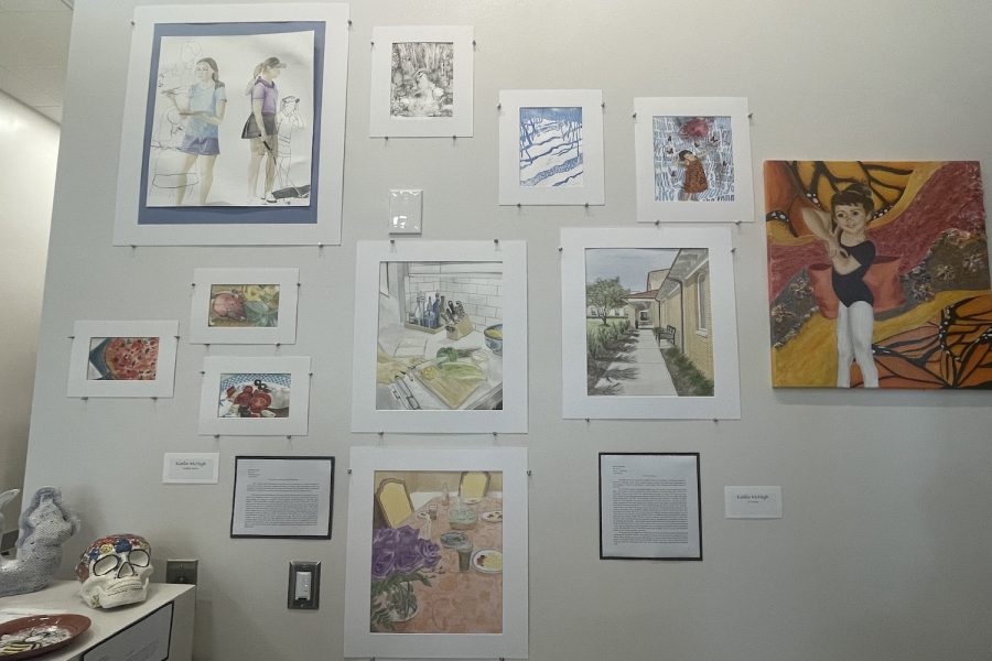 Work from art students of varying levels and classes were displayed throughout the Bailey Center on Wednesday, April 20. 