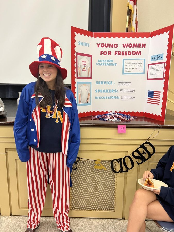 Young Women for Freedom had an elaborate display and senior representative Adele Politz (23) dressed the part as Uncle Sam to recruit members! 