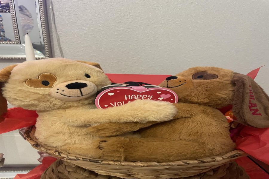 Valentines Day is often celebrated with gifts, like this gift basket.