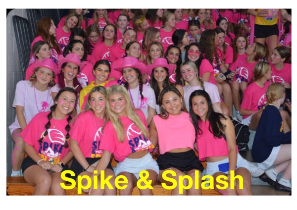 Academy students get dressed up to cheer on their swim and volleyball teams while supporting breast and pediatric cancer.