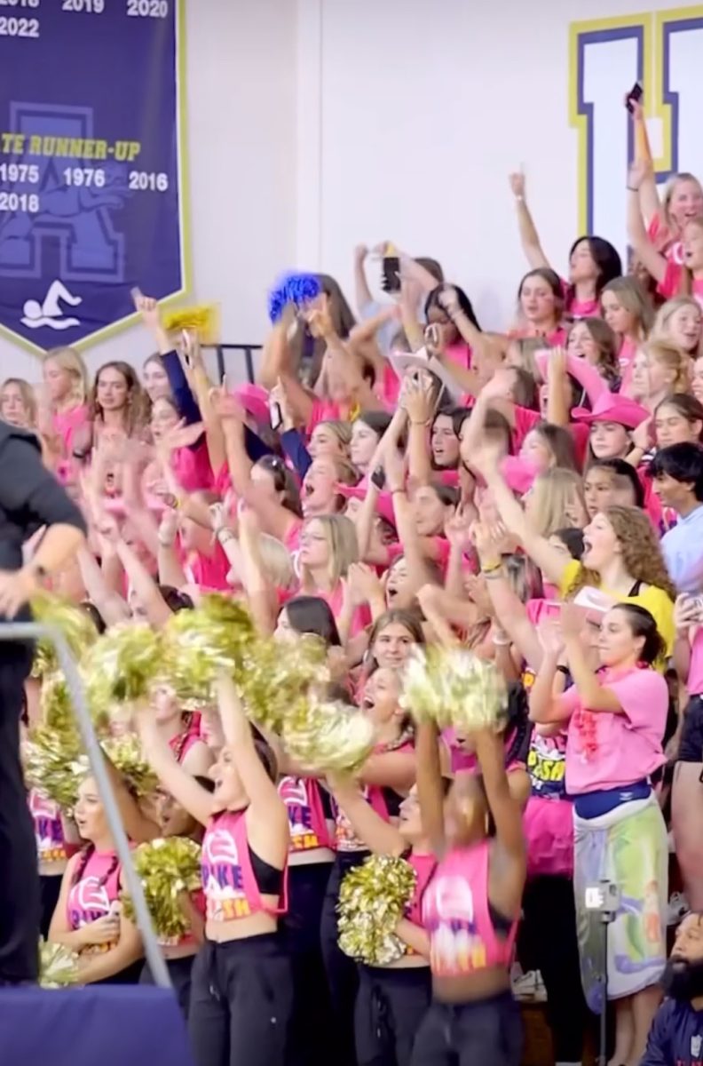 The student section in the gym continued loud chants for the entire night, helping varsity volleyball to victory. 